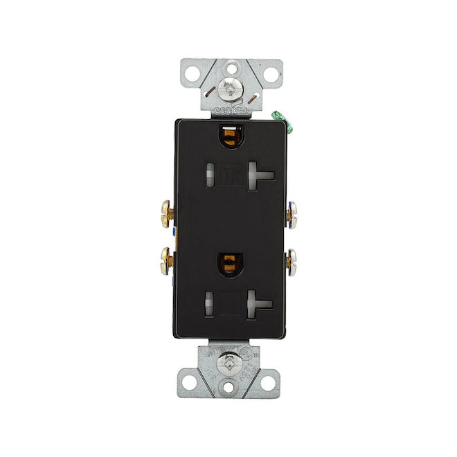 Eaton Black 20 Amp Decorator Tamper Resistant Wall Plate Included Residential 1/Pack Double Plug-