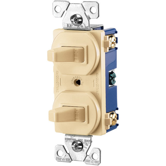 Eaton 120 Amp Single-pole/3-way Ivory Commercial Light Switch 1-Pack-Each