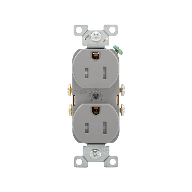 Eaton Grey 15 Amp Duplex Tamper Resistant Outlet Reisdential/Commercial Receptacle-