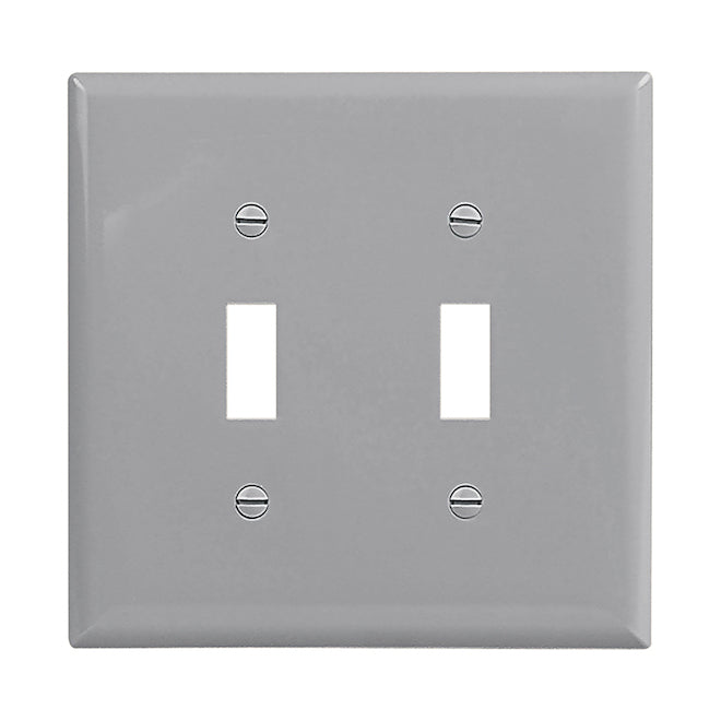 Eaton 2-Gang 1-Pack Grey Toggle Midsize Wall Plate-
