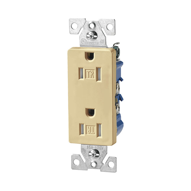 Eaton Ivory 15-Amps Decorator Tamper Resistant Residential 1-Pack Duplex Receptacle-