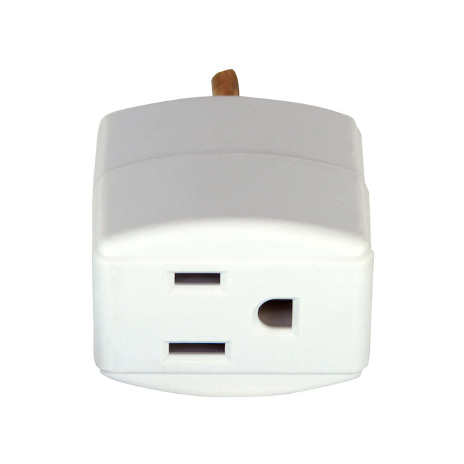 Eaton 3-Plugs Adapter with Grounding - White-Each