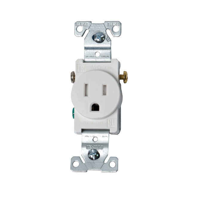 Eaton White Receptacle - 2P3W SGL - 15-Amps - 125-V-