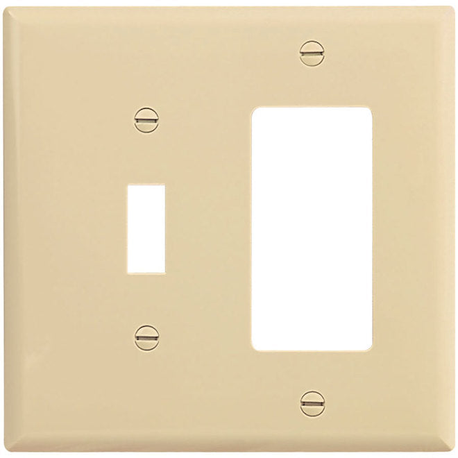 Eaton 2-Gang 1-Pack Ivory Toggle/Decorator Midsize Wall Plate-