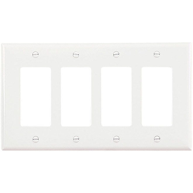 Eaton 4-Gang 1-Pack White Decorator Midsize Wall Plate-