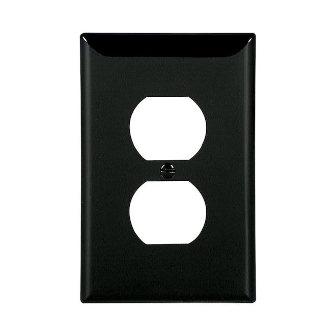 Eaton 1-Gang 1-Pack Black Duplex Midsize Wall Plate-