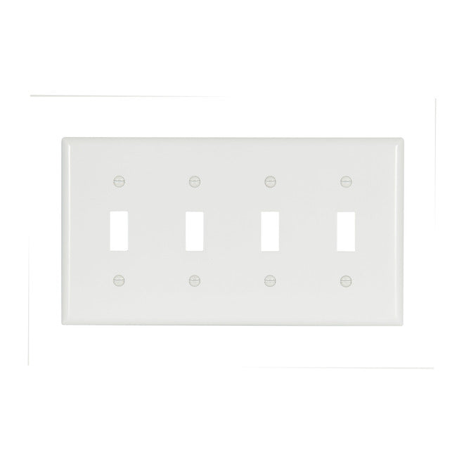 Eaton 4-Gang 1-Pack White Toggle Standard Wall Plate-