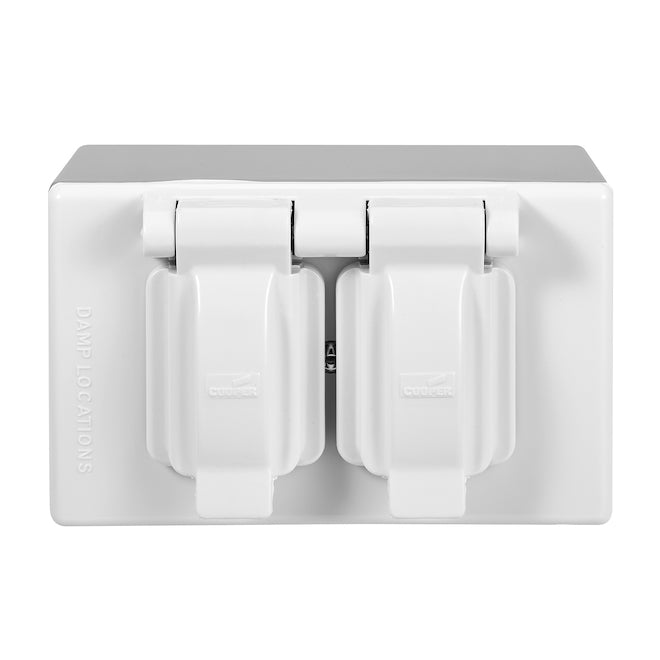 Eaton Weatherproof Box with Double Outlet - White-