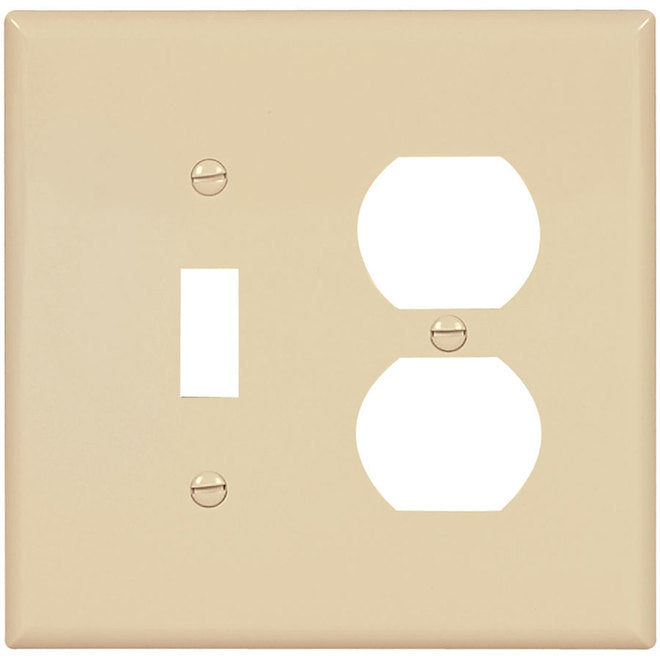 Eaton 2-Gang 1-Pack Ivory Toggle/Duplex Midsize Wall Plate-