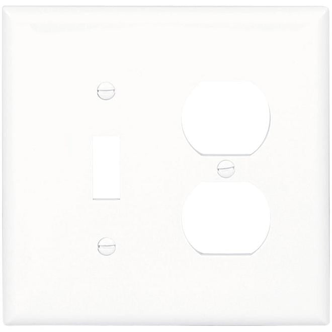 Eaton 2 Gang Combo Toggle Duplex Plate White-