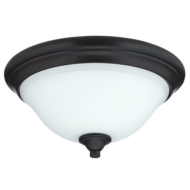 Canarm Locke Flush Mount - Flat Opal Glass Shade - Antique Bronze - 13.75-in-