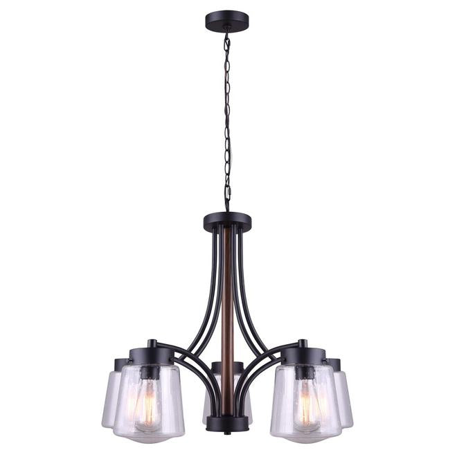 Canarm Riva 5-Light Black and Wood Contemporary Chandelier-