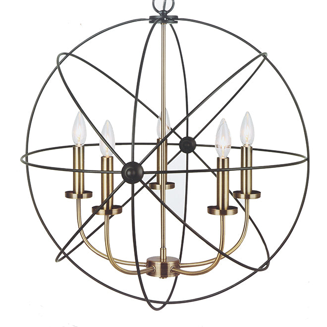 5-Light Chandelier Donovan - 25'' x 27'' - Black and Gold-