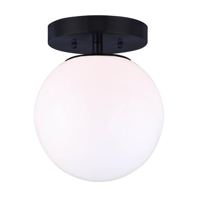 Canarm Camilo Matte Black Opal Glass Globe-Shaped Shade Flush Mount Ceiling Light-