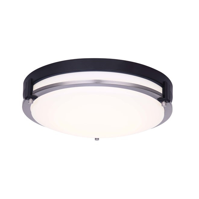 Canarm Sena LED Flush Mount with Acrylic Lens - 12.5-in - Matte Black and Brushed Nickel-