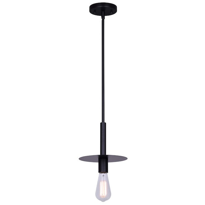 Canarm Viggo Matte Black Contemporary Disk Shade Pendant Light-