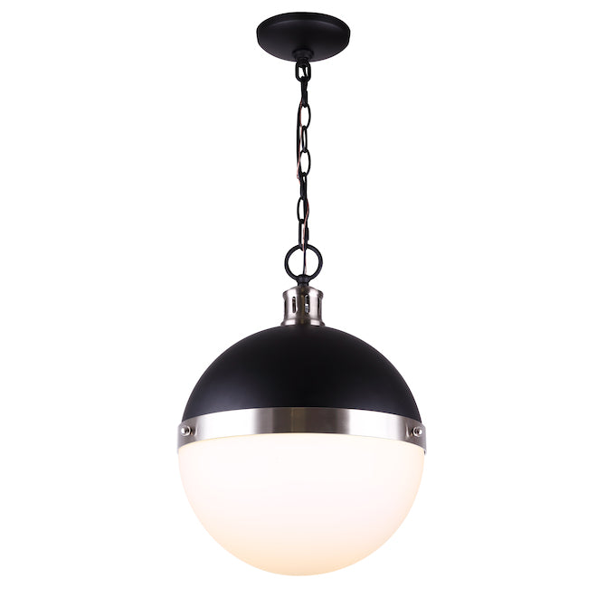 Canarm Delta Matte Black and Brushed Nickel Contemporary Globe Pendant Light-