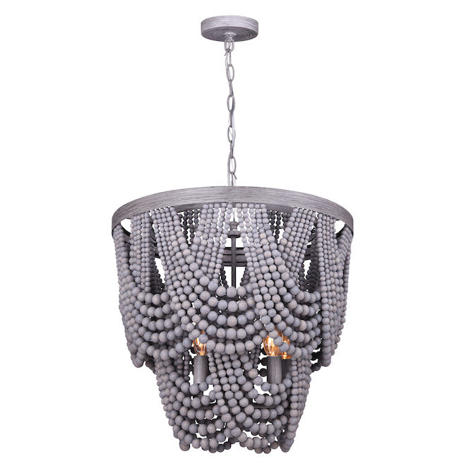 Canarm Solana 5-Light Brushed Grey Wood Bead Chandelier-
