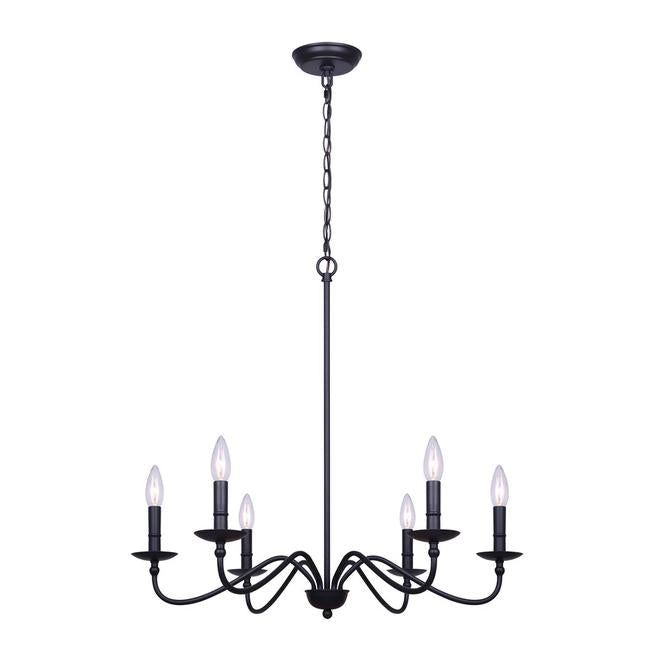 Canarm Betty 6-Light Matte Black Transitional Chandelier-