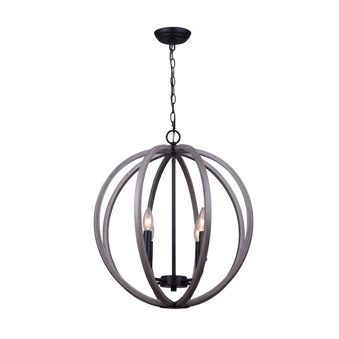 Canarm Armelle 4-Light Matte Black and Brushed Grey Contemporary Chandelier-