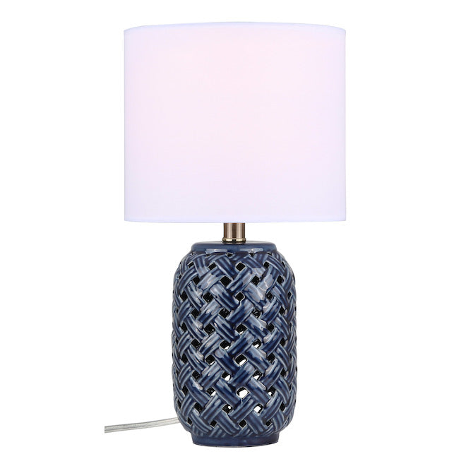 Canarm Kailano Table Lamp - 11-in x 14-in - Ceramic/Fabric - Gold/Blue/White-