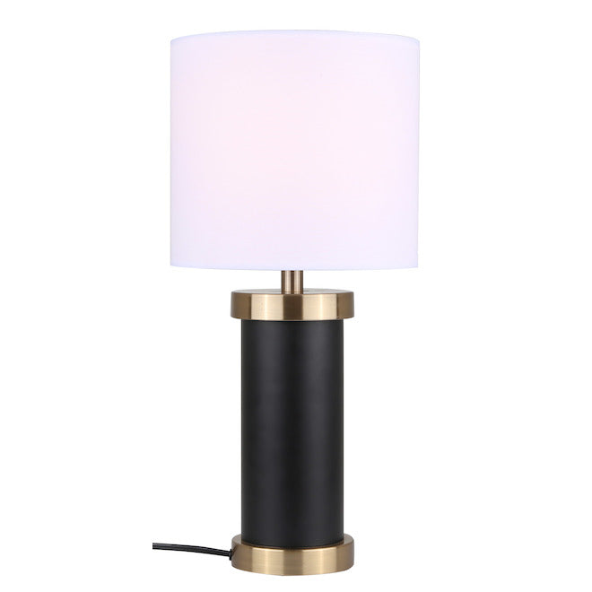 Canarm Loe Table Lamp - 11-in x 16.5-in - Fabric - Black/Gold/White-