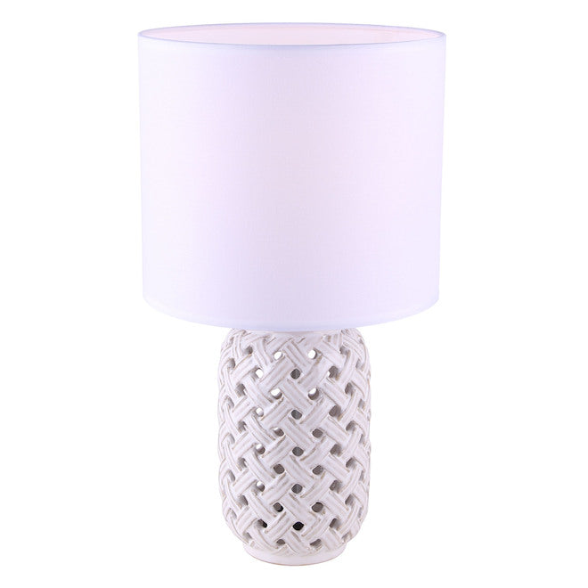 Canarm Luana Table Lamp - 14-in x 11-in - Ceramic/Fabric - Gold/White-
