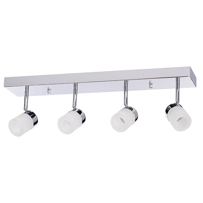 Artika Bahia Track Light Ceiling Fixture - 4 Integrated LED Bulbs - Dry Rated - Frosted Glass Shades - Pivoting Heads-