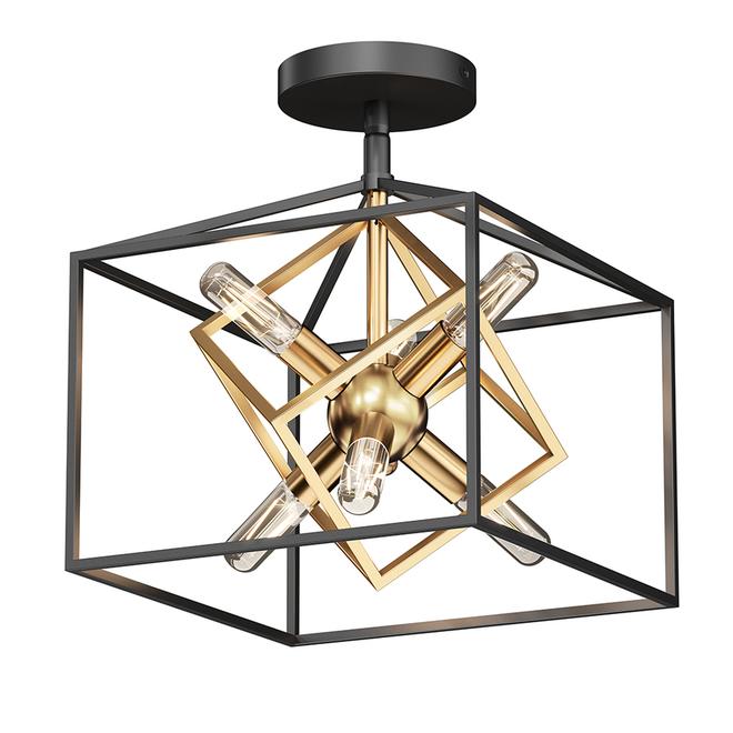 Artika Imperium 10.51-in Black/Gold Semi-Flush Mount-