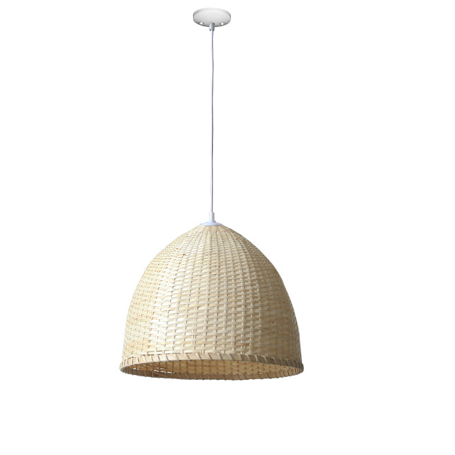 Dome Pendant - 1 Light - Metal/Bamboo-