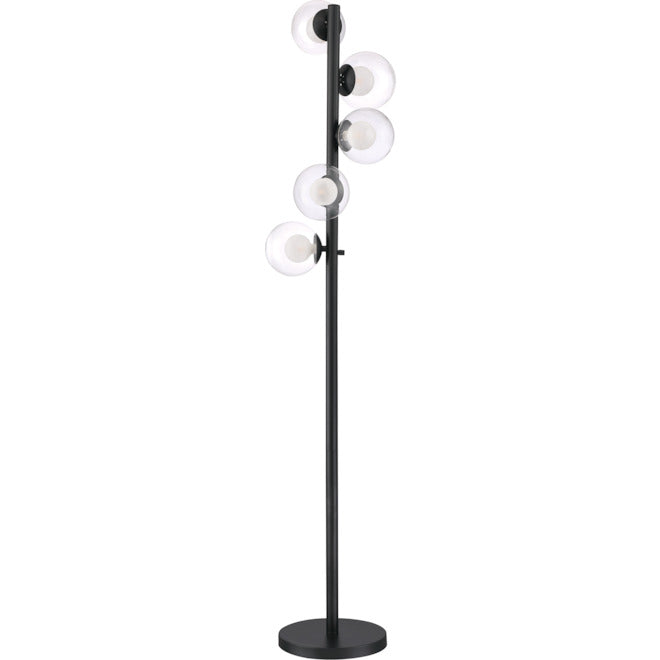 Project Source 5-Light Floor Lamp - 72.5-in x 15-in - Metal/Glass - Black-