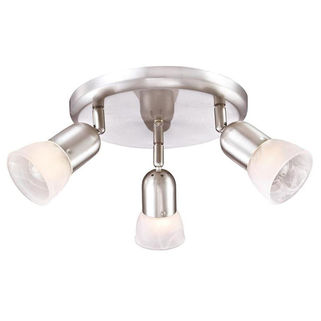 Project Source 3-Light Ceiling Light - Metal and Alabaster Glass - Satin Nickel-