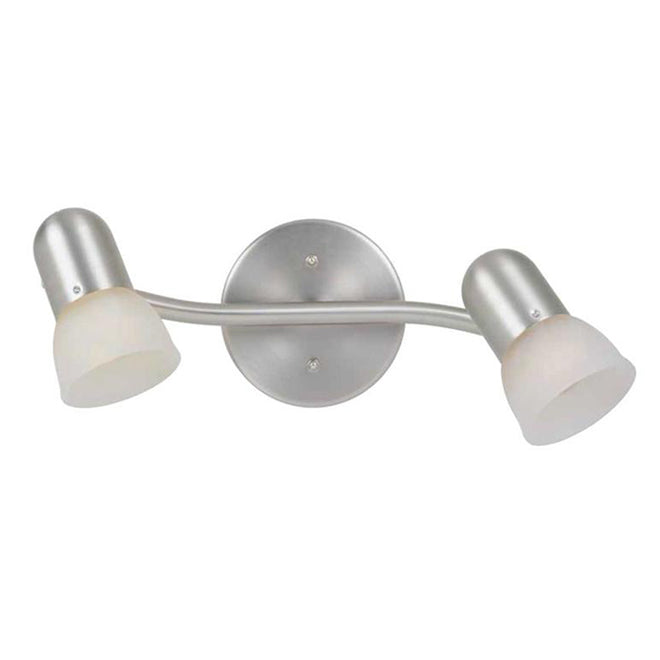 Project Source 2-Light Track Fixture with Alabaster Glass Shades - Satin Nickel-
