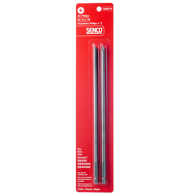 Senco DuraSpin Driver Bits - 8 45/64-in - Phillips #2 - 2 per Pack - Pack