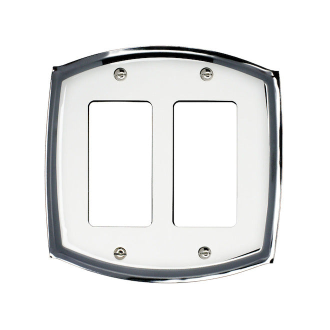 Atron 2-Gang 1-Pack White and Chrome Decorator Standard Wall Plate-