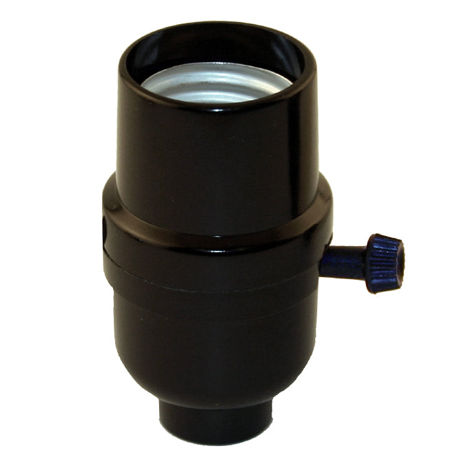 Atron 3-Way Turn Knob Socket - Medium Base - Phenolic - Black - 250-Volts - 100-Watt-