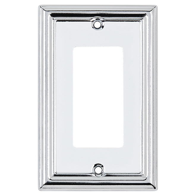"Estate" Wall Plate - Rocker - Metal - White/Chrome-