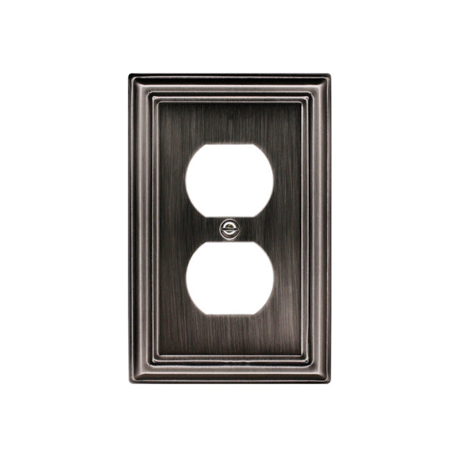 Atron 2-Gang 1-Pack Pewter Duplex Standard Wall Plate-