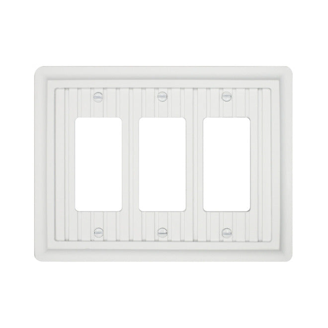 Atron 3-Gang 1-Pack White Wood Decorator Standard Wall Plate-
