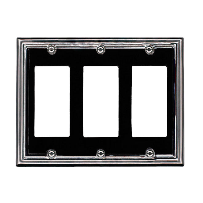 Atron 3-Gang 1-Pack Chrome and Black Decorator Standard Wall Plate-