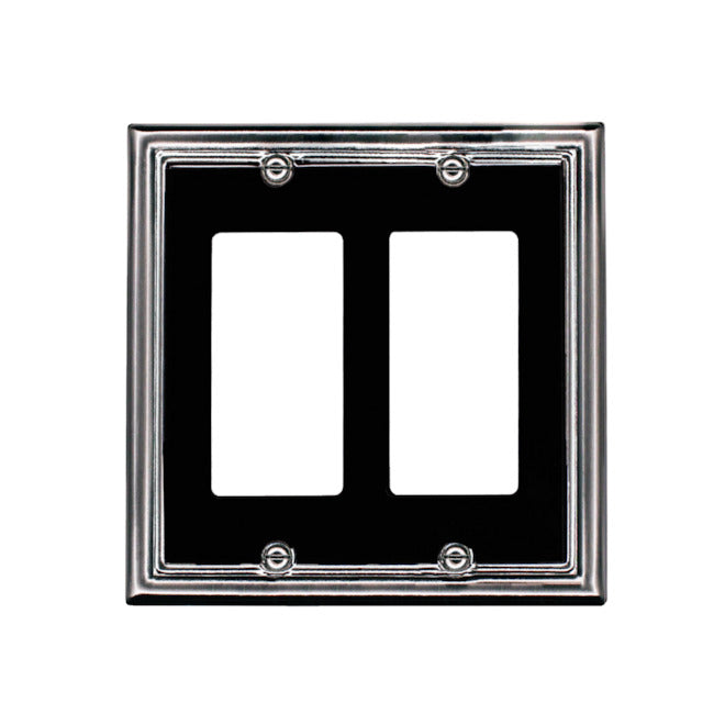 Atron 2-Gang 1-Pack Chrome and Black Decorator Standard Wall Plate-