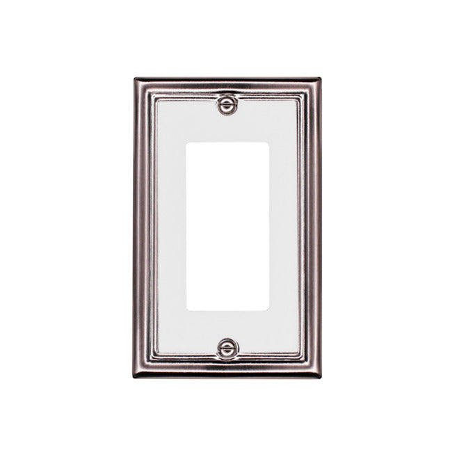 Atron 1-Gang 1-Pack White and Nickel Decorator Standard Wall Plate-