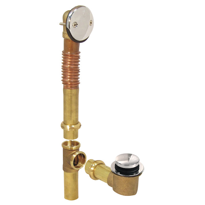 Bath Drain Kit - 1.5" x 16" - Brass - Polished Chrome - Each