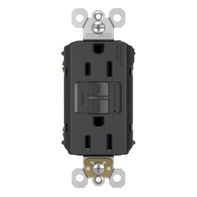 Legrand radiant 15.0-Amp 125-volt Graphite Indoor Decorator Wall Outlet-Each
