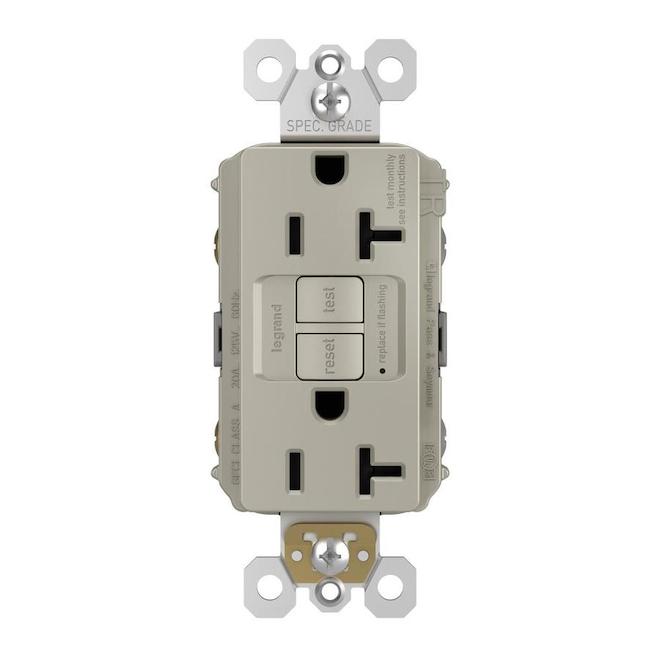 Legrand radiant 20 Amp 125 Volt Tamper Resistant Self-Test GFCI Duplex Outlet, Nickel-