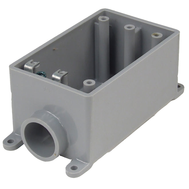 CARLON 2-Gang Gray Pvc Weatherproof Interior New Work Standard Rectangular Wall Electrical Box-Each