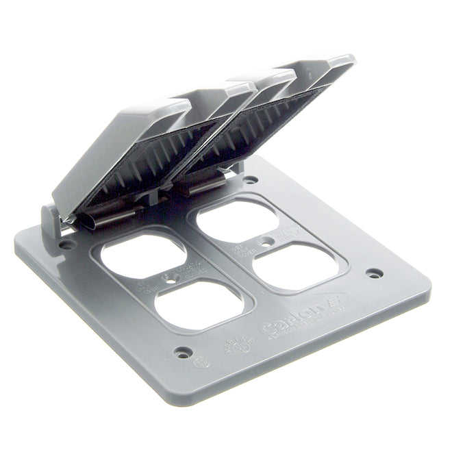 2-Gang Square Plastic Weatherproof Electrical Box Cover-Each