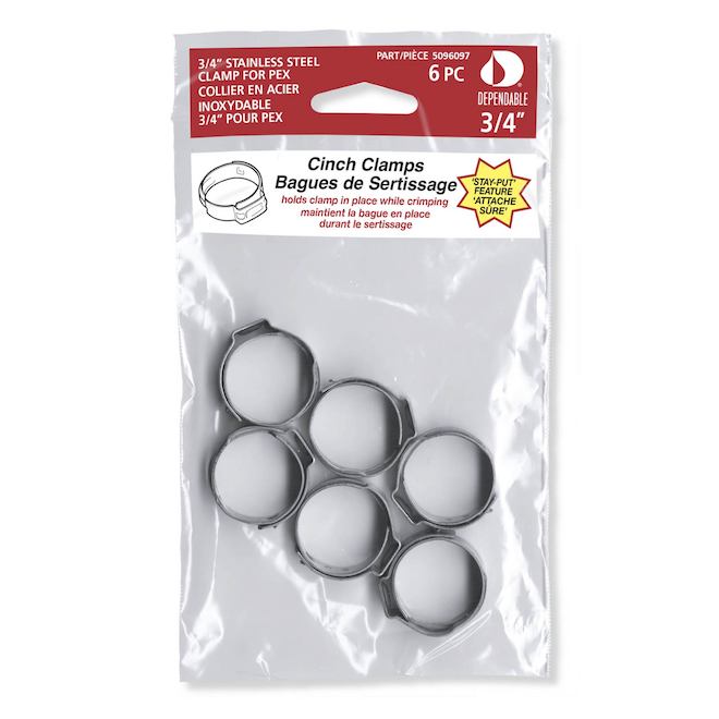 Waterline 6-Pack 3/4-in PEX Stainless Steel Clamps - Each