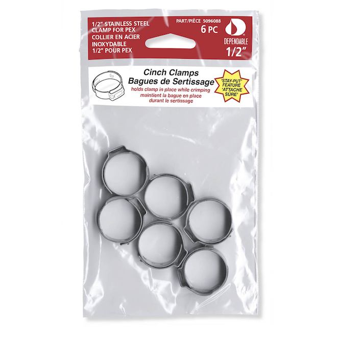 Waterline 6-Pack 1/2-in PEX Stainless Steel Clamps - Each