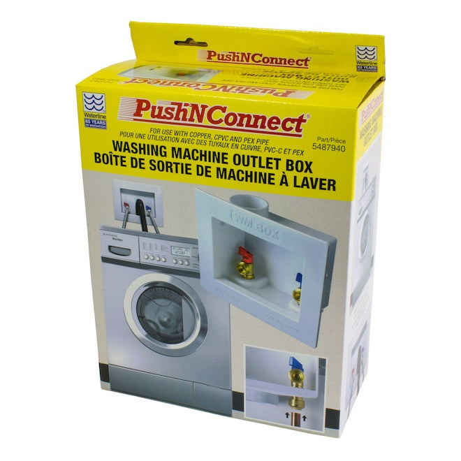Waterline Push N Connect Washing Machine Outlet Box - Each